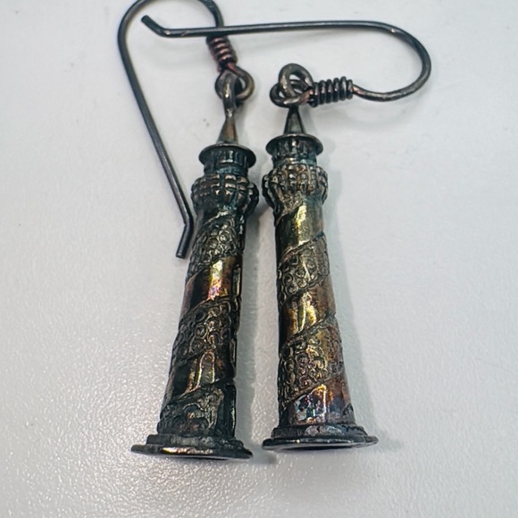 Sterling Silver Lighthouse Design Earrings. Vintage. - Picture 1 of 3